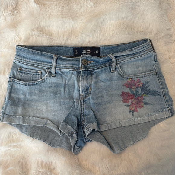 Hollister Pants - Hollister Light Blue Floral Jean Shorts Y2K low Rise
